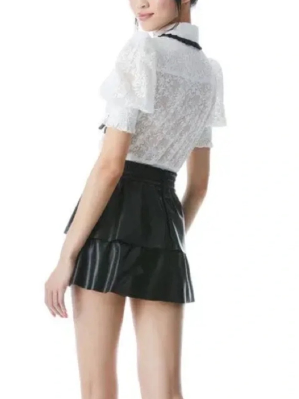 Alice + Olivia Tamra Puff Sleeve Embroidered Top - Picture 3 of 11